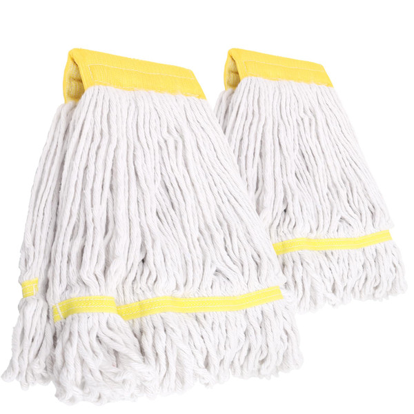 (2 Pack) Heavy Duty Mop Head Commercial Replacement for Floor Cleaning,Wet Industrial Cotton Looped End String Heads Refill,Yellow