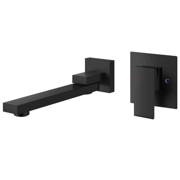 Aolemi Wall Mount Bathroom Faucet Wall Mounted Bathtub Faucet Single Handle Tub Filler with Rotating Spout Brass Rough-in Valve Included,Matte Black