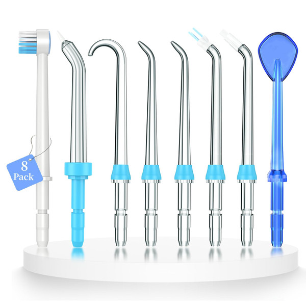 Replacement Tips for Waterpik Water Flosser,Replacement Classic Jet Tips Compatible with Waterpik Oral Irrigator,Replacement Brush Heads for Water pik,8 Pcs Replacement Parts for Water pik