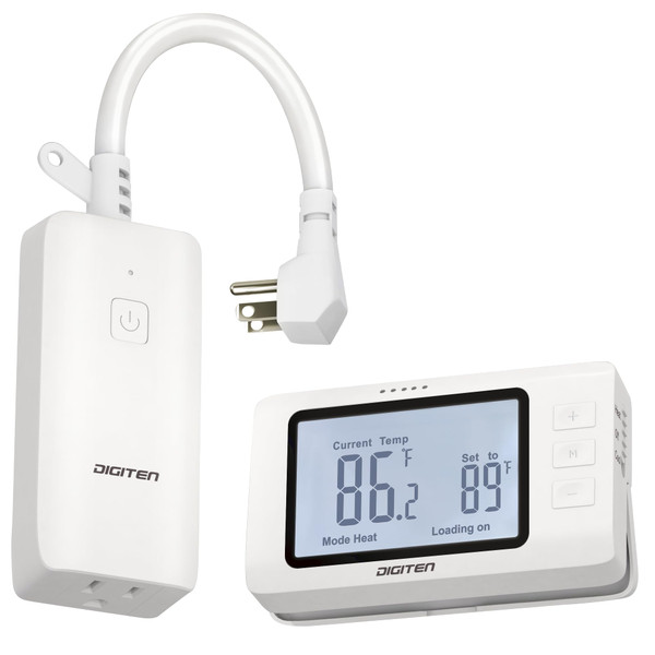 DIGITEN Wireless Thermostat Outlet Temperature Controlled Outlet with Power Cord for Heating and Cooling, Remote Control Plug in Thermostat 1800w for Space Heater, Fan, AC