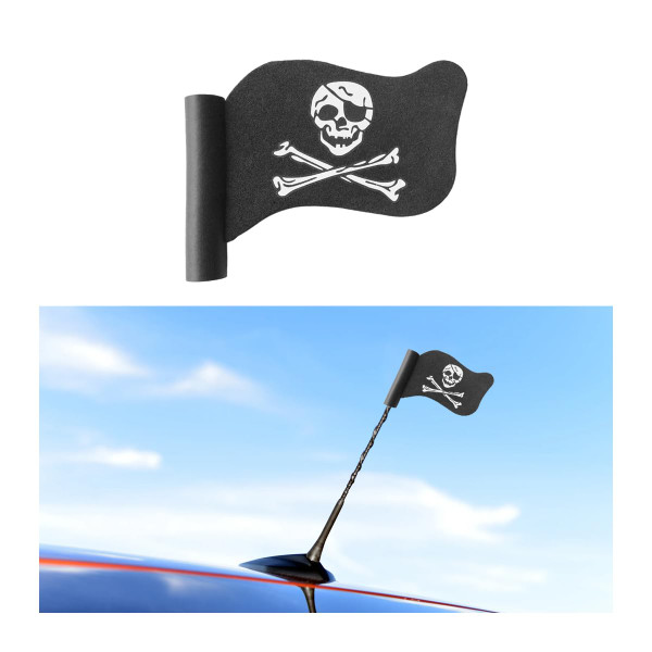 Zpana Pirate Flag Car Antenna Topper, Skull Crossbones Partern Vehicle Antenna Ball, Cool Skeleton Automotive Antenna Top Cover Decoration Accessories, Universal for SUV, Sedan, Truck