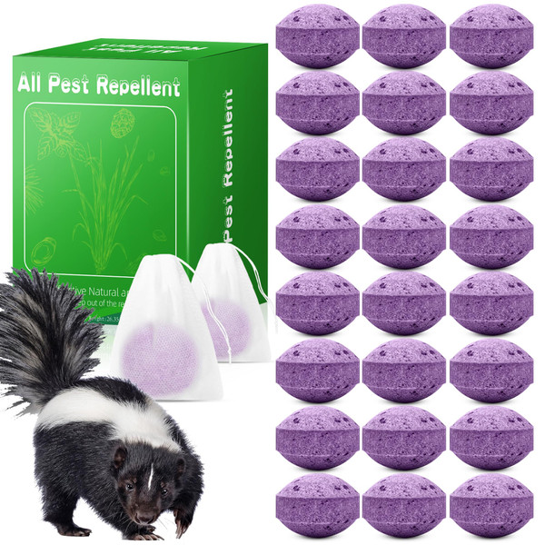 24 Pack Skunk Repellent Outdoor - Raccoon Repellent for Indoor Outdoor, Natural Peppermint Oil Mole Repellent Safe for Pets & Kids Repels Skunk Raccoon