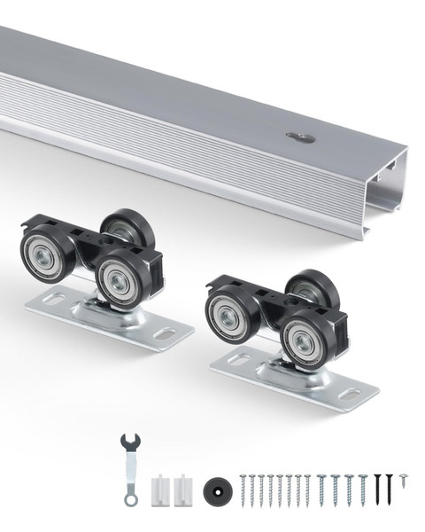 VEVOR Sliding Pocket Door Hardware Track Kit, 4.73 ft Heavy Duty Pocket Door Hardware Kit, Commercial Grade Pocket Door Hardware and Track Set for 24"-30" Wide Single Door