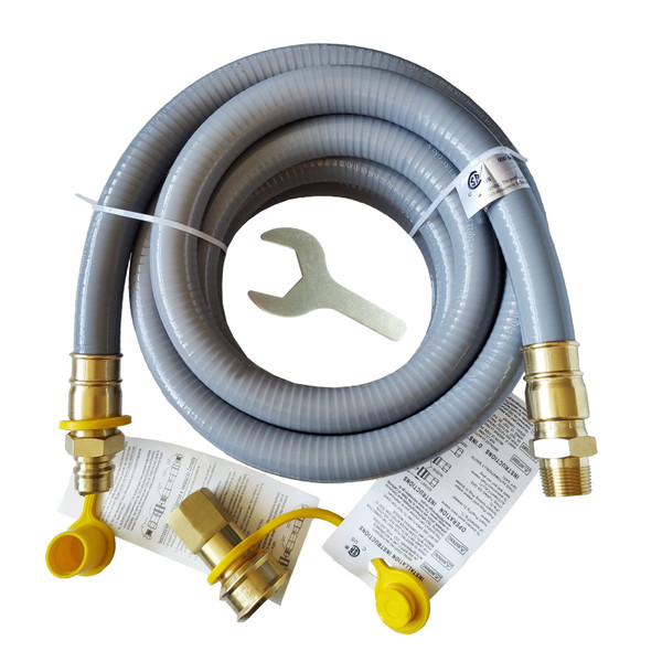15FT 3/4" ID Natural Gas Hose with 3/4 Quick Connect for Standby Generators, Long 3/4 Gas Flex Line Hose for NG/LP Propane Appliances Construction Heaters, Tool Included