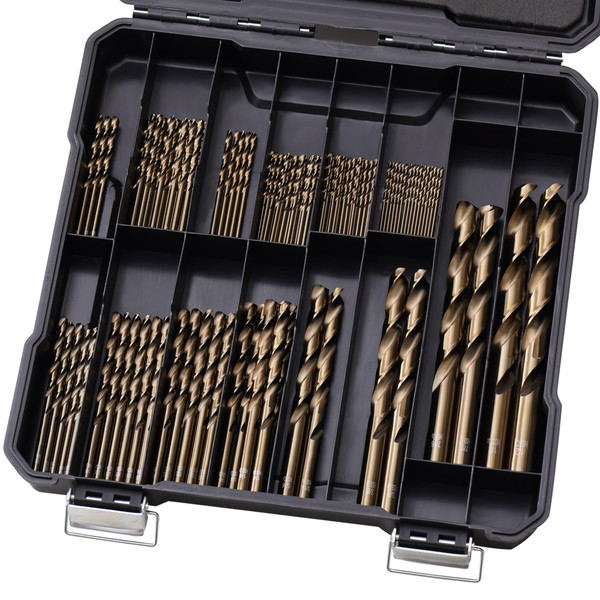 Sinyeenglon Cobalt Drill Bits Set for Hardened Metal and Stainless Steel, 101Pcs M35 High Speed Steel Twist Jobber Drill Bits 1/16"-1/2", with Plastic Index Storage Case