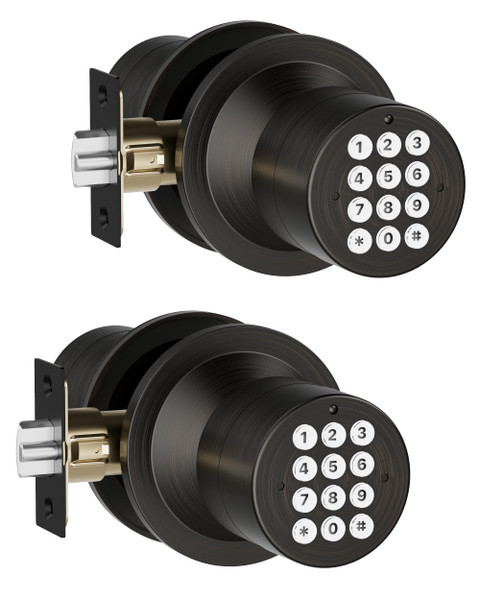 Keyless Entry Lock with Code, Digital Door Knob with Keypad for Bedroom Front Door Garage Home Apartment, Oil Rubbed Bronze 2pack