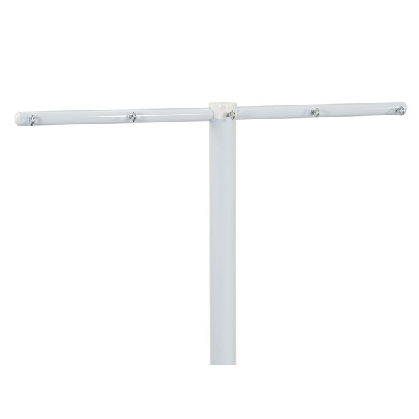 Household Essentials Mega Outdoor Clothesline T‑Post, Galvanized Steel Single Post with Crossbar and Eyelet Screws, White Finish