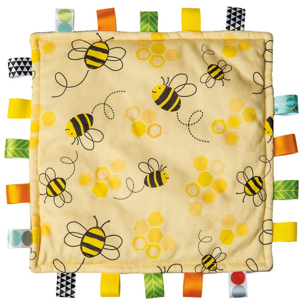 Taggies Lovey for Baby Security Blankets Original Comfy Blanket with Sensory Tags, 12 x 12-Inches, Bumble Bees