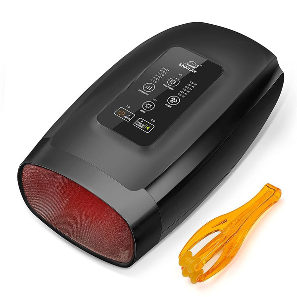 Snailax Hand Massager for Arthritis and Carpal Tunnel, Cordless Hand Massager with Heat, Vibration, Compression, 6 Modes & 6 Levels Pressure Point Massager for Wrist Palm Finger, Black