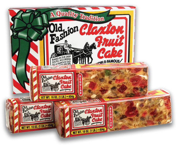 Claxton Fruit Cake – 3-1 Lb. Regular Recipe | Old Fashioned Holiday Fruitcake Packed in our Traditional Claxton Carton | A Holiday Favorite for over 115 years | 3 Pack