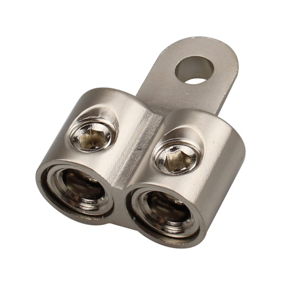ZOOKOTO Classic Dual 2/0 Gauge Inputs to 5/16-Inch Ring Terminal Reducer Silver