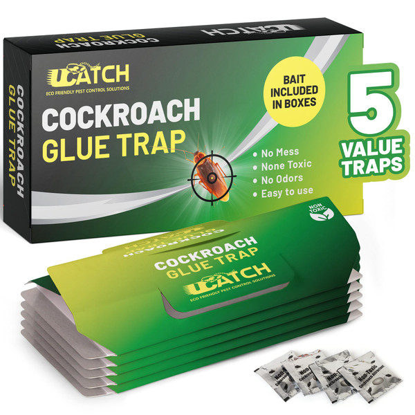 Roach Traps Indoor - 5 Pack | Effective German Roach Killer for Home Infestation - Child and Pet Safe Cockroach Traps Easy-to-Use Glue Traps for Roaches – UCatch