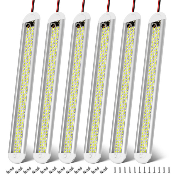 CT CAPETRONIX 12v LED Interior Light Bar, 120LEDs 1500LM 8W DC 12 Volt led Strip Lights with ON/Off Switch, for Enclosed Cargo Trailer, Car RV Van Truck Lorry Camper Boat Caravan Motorhome (6Pack)