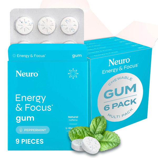 NeuroGum Energy & Focus Gum (54 Count-6 Pack, Peppermint) | 40mg Natural Caffeine + L-Theanine + Vitamin B12 & B6 + Xylitol | Sugar Free Nootropic Cognitive Brain Performance Supplement NeuroGum Energy & Focus Gum (54 Count-6 Pack, Peppermint) | 40mg Natural Caffeine + L-Theanine + Vitamin B12 & B6 + Xylitol | Sugar Free Nootropic Cognitive Brain Performance Supplement