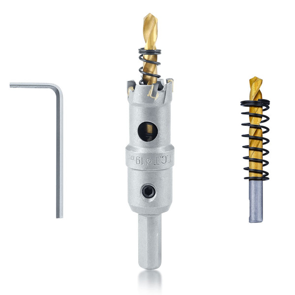 Luomorgo 3/4" 19mm TCT Carbide Hole Saw Tungsten Carbide Tipped Hole Cutter with 2 Pcs Titanium-Plated Pilot Drill Bit for Metal Iron Steel Wood Plastic