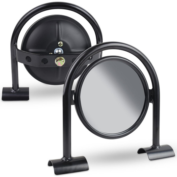 Baja Racing Supply Offroad Side View Mirror, Round Convex Glass UTV Mirror, Pack of 1, Heavy-Duty Clamp-On Mirror for 1.75” Roll Bar, Universal Fit for Polaris RZR, SxS, Dune Buggy