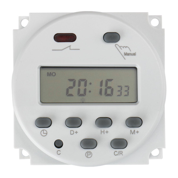 Baomain Digital LCD Programmable Timer CN101C Input 12V Output 12V DC/AC 16A SPST Support 28-Times Daily Weekly Program Time Relay Switch