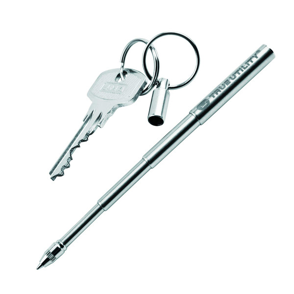 TRUE TelePen Stainless Steel Telescoping Utility Keychain Ballpoint Pen: Smallest Pocket Penwith Ink Refills, Coolest Accessories, Dad Gadget