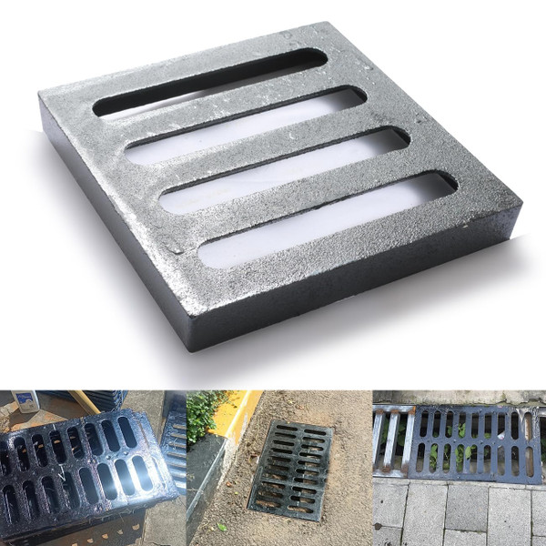 Cast Iron Drain Grate, 9 * 9 in Outdoor Drain Cover, Heavy Duty B125 Class Channel Grate, Black Square Drainage Grate, Metal Sewer Grate for Concrete Floor, Yard, Driveway & Garage.