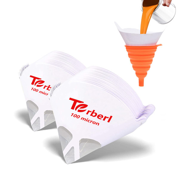 Terberl 100Pack 100Micron Paint Strainers Paint Filter with Silicone Funnel