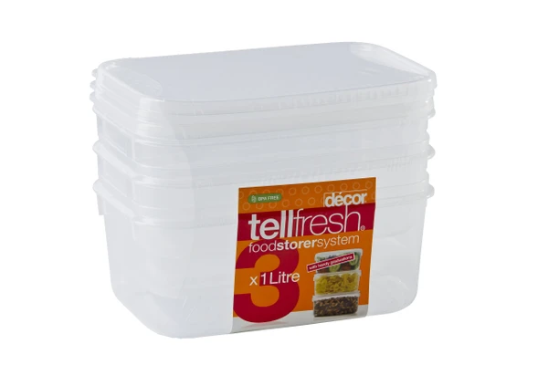 Decor Tellfresh Container Multipack, 33.8 oz, Clear