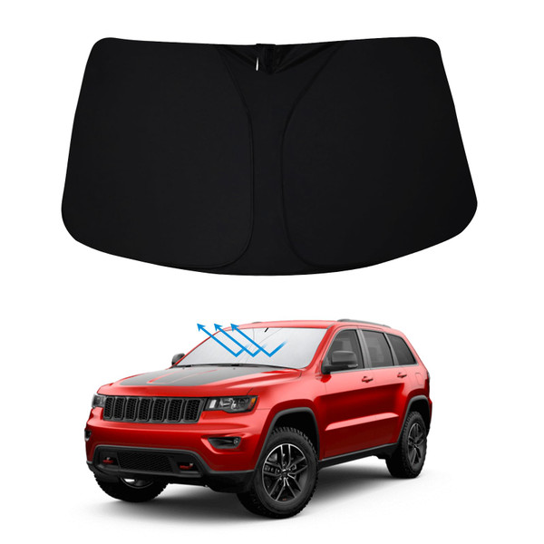 Bestview Front Windshield Sun Shade Compatible with Jeep Grand Cherokee 2011-2021, Foldable Reflective Sunshade for Car Front Window, 3 Layers 210T Material