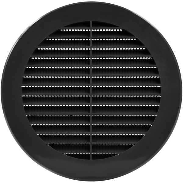 Vent Systems 6 Inch Black Soffit Vent Cover with Built-in Mesh – Round Louvered Exterior Vent Cover – 6” Plastic Air Intake & Exhaust Vent – Outdoor Wall & Under Eave Ventilation Cover