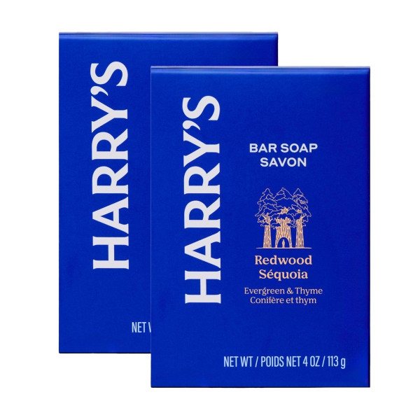 Harry's Bar Soap for Men - Redwood Scent, 4 oz Body Soap Bars, 2 Pack