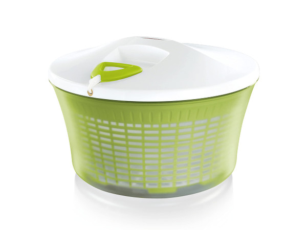 Leifheit Comfortline Signature Salad Spinner – Ergonomic Left/Right-Handed Spin, Non-Slip Base, Fast Gentle Drying, Multi-Use Bowl for Serving, Durable Hygienic White Plastic Design