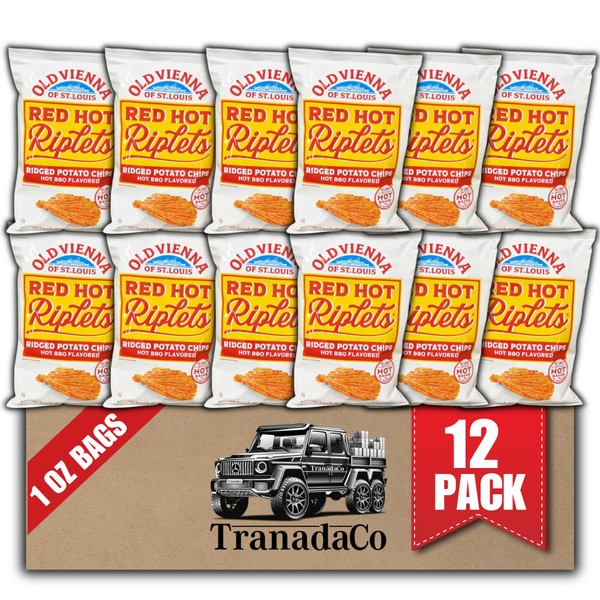 Old Vienna of St. Louis Red Hot Riplets Hot BBQ Chips 1oz Bags (Case of 12) by TranadaCo