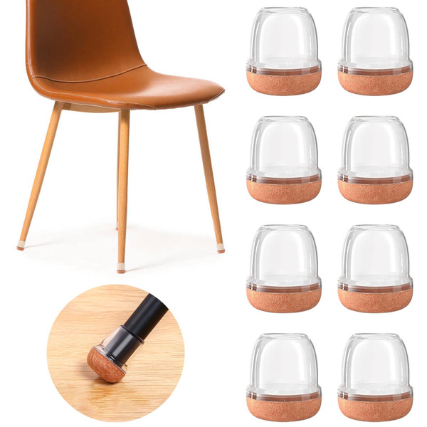 20 Pcs Clear Small Chair Leg Floor Protectors for Hardwood Floors, Upgraded Rubber Chair Leg Caps with Felt Pads, Furniture Leg Feet Cups Protect Floors from Scratches Reduce Noise (Fit 0.8"-1")
