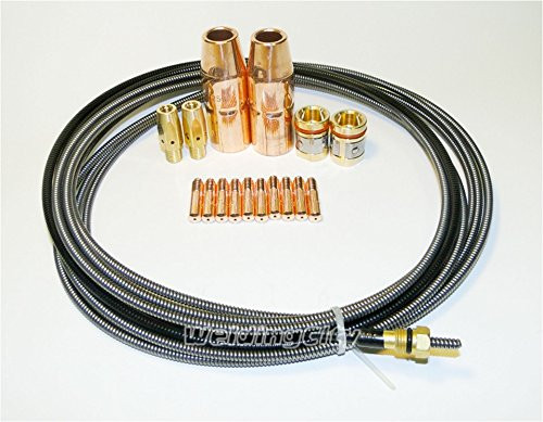 WeldingCity MIG Welding Gun .035" Accessory Kit M37L (Contact Tip-Gas Nozzle-Gas Diffuser-Wire Liner) for Miller MIGmatic M-series M-25/M-40 and Hobart MIG Guns