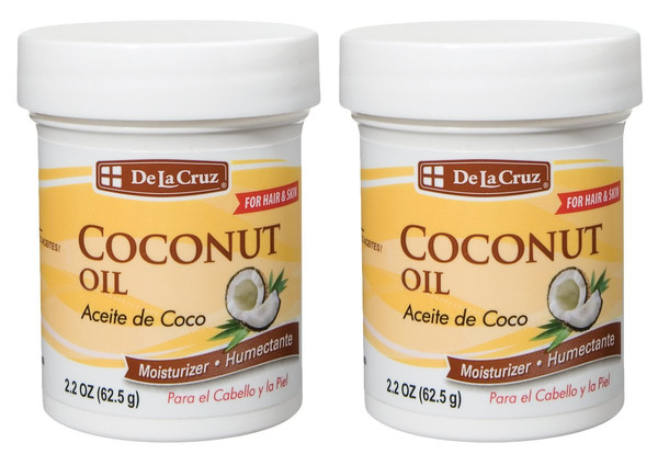 De La Cruz Coconut Oil - Expeller Pressed Coconut Oil for Skin and Hair - Natural Moisturizer for Skin and Hair - 2.2oz (2 Jars)