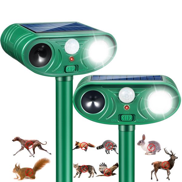 Sonic Fortress Pro Deer Repellent Devices, Racoon Repellent Outdoor Squirrel Fortress Pro Animal Repeller Cat Deterrent with Motion Sensor&Flash Light to Scare Dog Out of Garden Yard(2Pack)