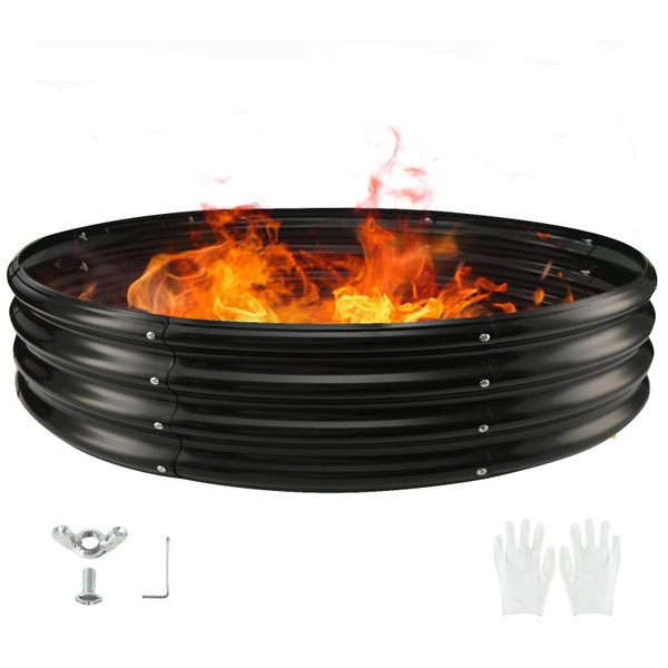TBMLC 60" Round Galvanized Steel Fire Ring Pit/Raised Garden Bed Kit