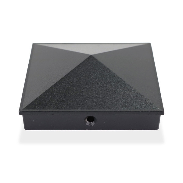 TODOKI 5.5 x 5.5 Actual Fence Post Caps (4 Pack) - Powder Coated Aluminum Deck Fence Covers - Matte Black Metal Pyramid Cap Ends - True 5.5 x 5.5 Wood Posts Toppers with Screws Included