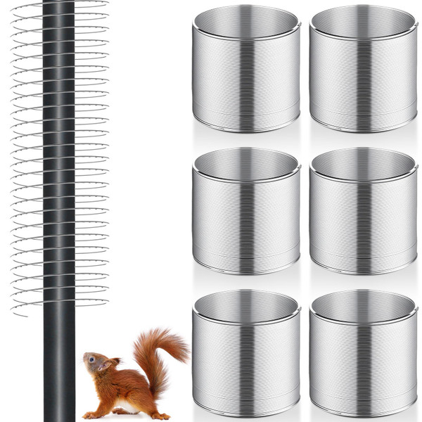 Qualirey 6 Pcs Metal Squirrel Baffle Squirrel Proof Spring for Bird Feeders Spring Coil Guard Protects Hanging Bird Feeders for Outdoor (Silver)