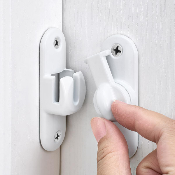 INIRET 2 Packs White Barn Door Latches,90/180 Degree Gate Lock,Flip Gate Latches Hardware,Zinc Alloy Right Angle Door Lock Latch,Door Security Sliding Door Latch Lock for Cabinets,Bathroom