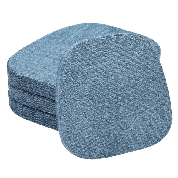 baibu 14x14 Memory Foam Metal Chair Cushions Set of 4, Dual-Layer Design Non-Slip Metal Dining Chair Pads Kitchen Seat Cushion with Machine Washable Cover, 4 Counts, Blue