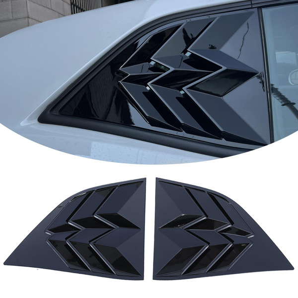 WildWell Side Window Louvers for Dodge Challenger 2008-2024 GT RT ScatPack SRT SXT SE TA Lambo Style Side Windshield Sun Shade Cover Glossy Black