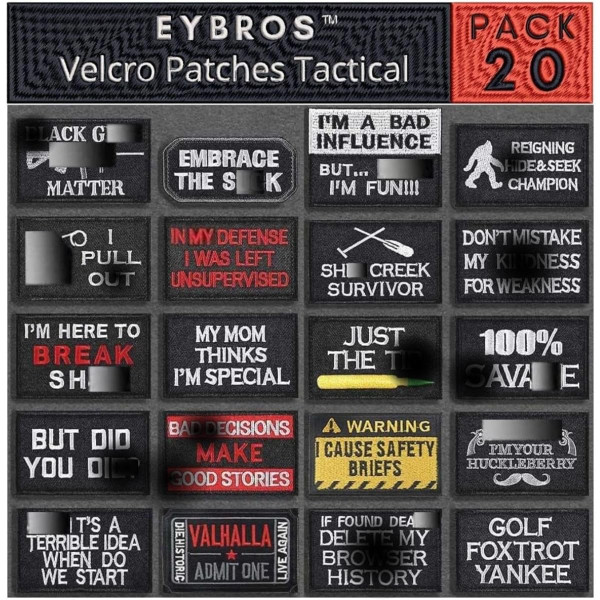 Eybros Tactical Morale Patches, 20-Bundle, Funny Patches for Backpacks