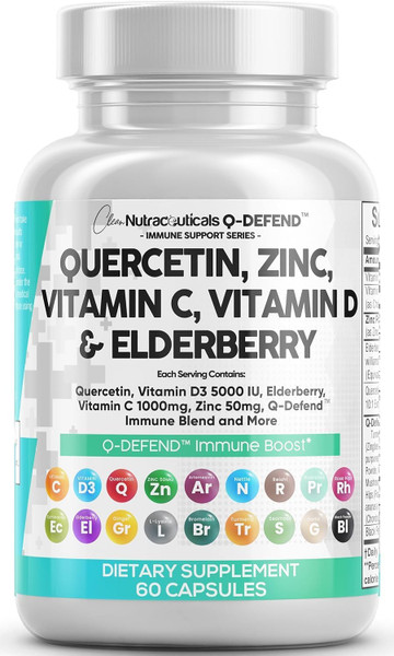 Clean Nutraceuticals Quercetin Zinc Vitamin C Vitamin D Bromelain Elderberry - Lung Immune Support Supplement Adults with Artemisinin, Sea Moss, Echinacea, Allergy Relief Clean Nutraceuticals Quercetin Zinc Vitamin C Vitamin D Bromelain Elderberry - Lung Immune Support Supplement Adults with Artemisinin, Sea Moss, Echinacea, Allergy Relief