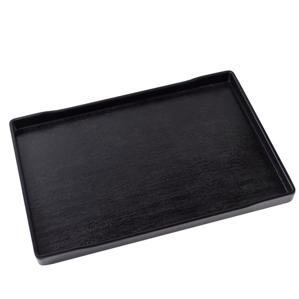 OMEM Reptile Bowl Large Food and Water Dish Enough Space Also Fit for Bath Simulated Wood Grain Surface (XL, Black)