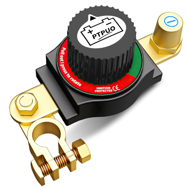PTPUO Top Post Battery Disconnect Switch, Car Battery Disconnect Switch, 12V-48V Battery Cut/Shut Off kit for Car RV Boat Truck ATV, Suitable for Negative Terminal, Flexible Installation Options