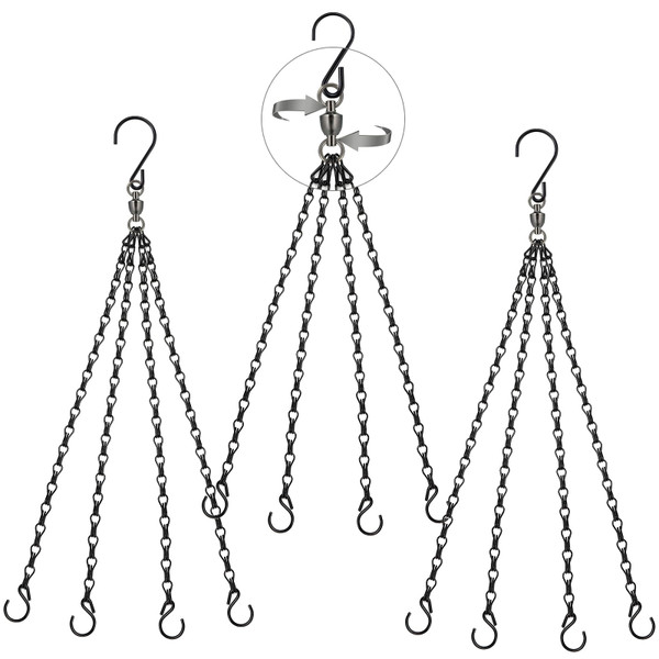 Heybe Swivel Hanging Basket Chains 23 Inches 4 Leads Hanging Chains Flower Pot Hanger Replacement Plant Hangers for Planters and Lanterns, Pack of 3 (4 Legs-Swivel)