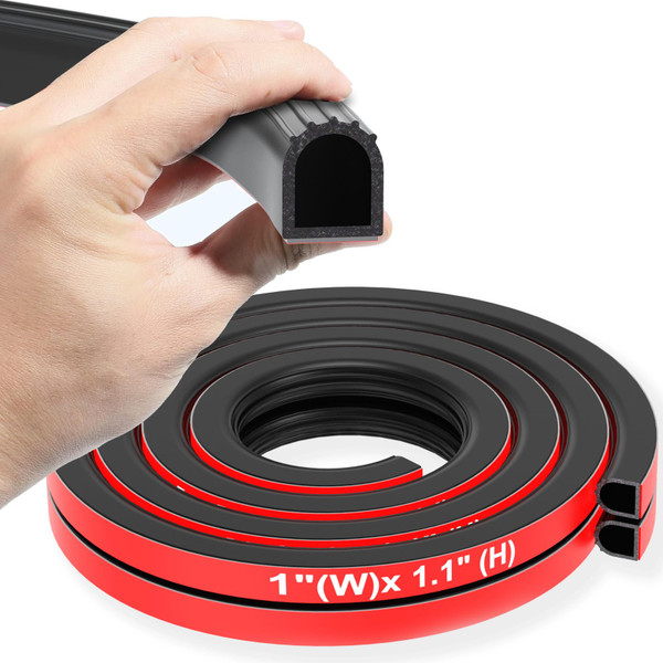CHUANJI Rubber Seal Strip D Shape Weather Stripping Exterior 1" Garage Door Seal Extra Thick Automotive weatherstripping for Boat, Car, Truck, Rv, Marine,Cargo Trailer Door/Window (25 ft)