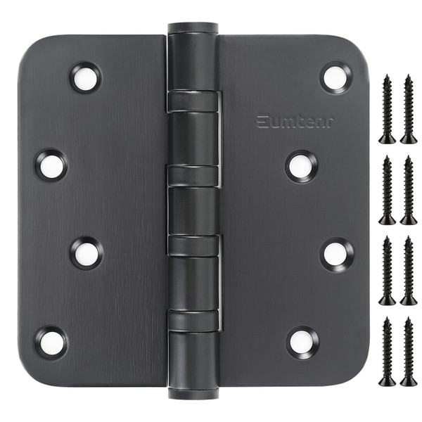 Eumtenr 304 Stainless Steel 4" Door Hinges, Heavy Duty Ball Bearing Door Hinges 1/2'' Radius Corners for Exterior Interior Gate Swing Security Doors - Set of 2 Hinges (Matte Black)