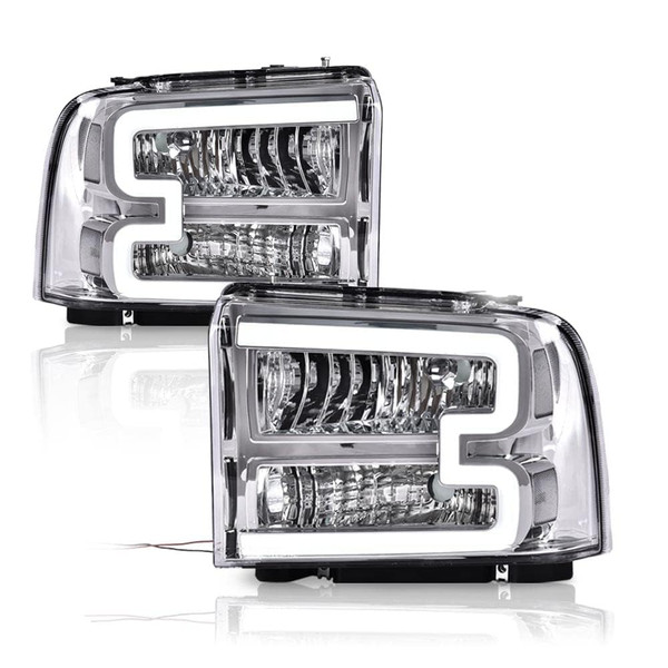 G-PLUS LED DRL Headlights Fit 2005-2007 Ford F250 F350 F450 F550 Super Duty