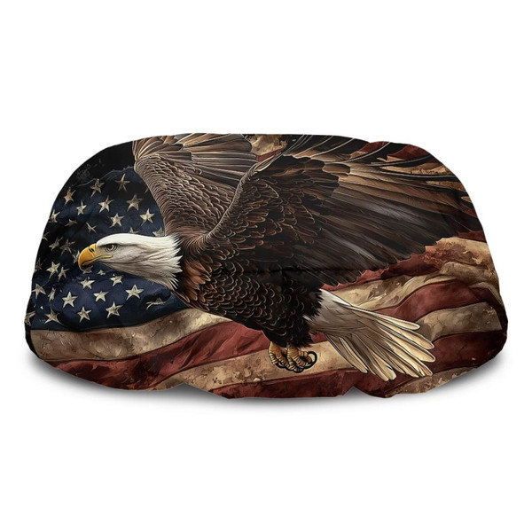Tomeusey Winch Cover, Waterproof Winch Cushion - All-Weather Winch Accessories Fit Most 8000-17500 Lbs, Retro American Flag Eagle Electric Winches Protector with Elastic Band, Easy to Install
