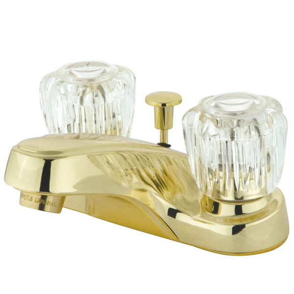 Kingston Brass KB162 Americana Center Set Bathroom Faucet with ABS Pop-Up Drain, 4", Polished Brass